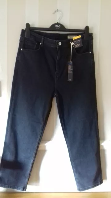 NEW M&S Harper Cigarette Blue / Black Jeans Size 16 Short