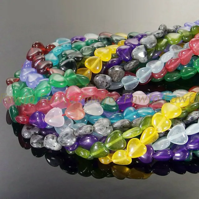 Heart shaped Natural 12x12mm Multicolor Mixed Gemstone Loose Spacer Beads 15''