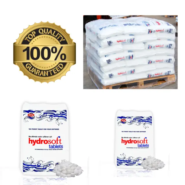Tabletas de sal Hydrossoft bolsa de 25 kg para todos los ablandadores de agua purificador grado alimenticio de la FCC.
