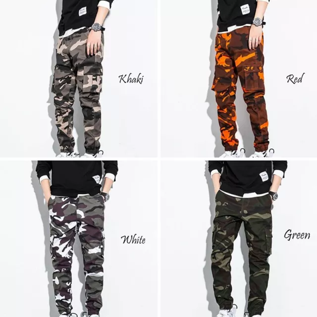 Camouflage Homme Cargo Pantalon Poches Jogging Bas Sport Gym Pantalon Slim