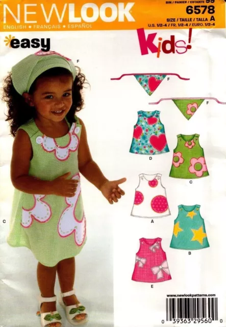 New Look Sewing Pattern 6578 Toddlers Dress Size 1/2-4 NEW