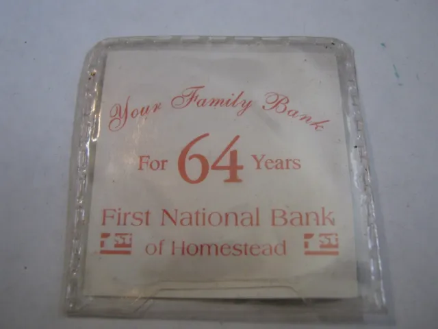 Advertising Coin Flip of 1st National Bank of Homestead (FL) 64 Year 1996 Anniv.