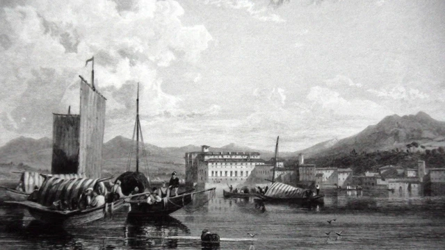 ANTIQUE ENGRAVING 19th century - ISLAND OF LAKE MAJOR - ITALY