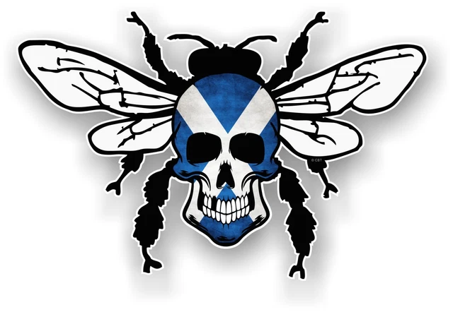 Mexican Sugar Skull & Scottish Saltire Flag Vinyl Sticker - For Car, Helmet, Laptop
