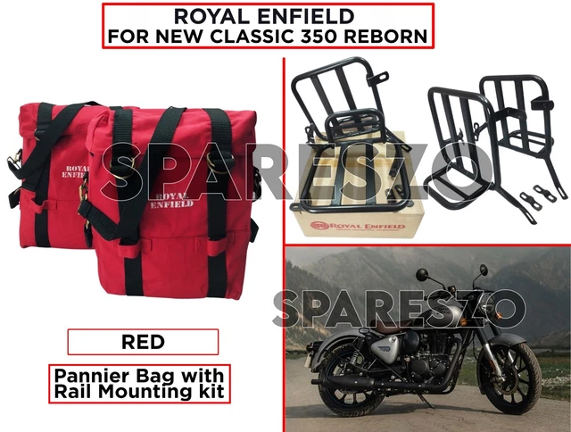AEspares Military Pannier Pair Set With Fitting Frame For Royal Enfield Classic 350cc & 500cc