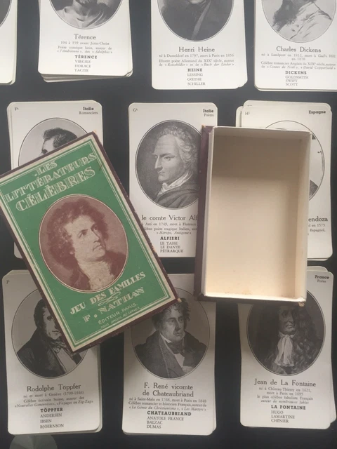 VINTAGE LES LITTERATEURS CELEBRES BY F NATHAN CARD GAME FRENCH LANGUAGE 1940 | UK