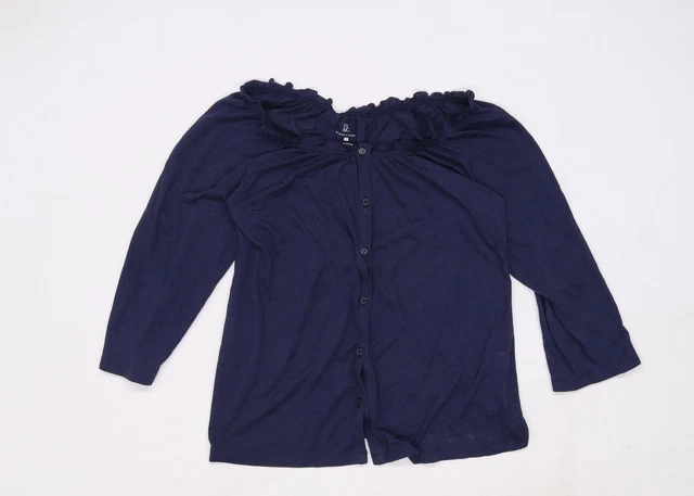 New York Company Damen-T-Shirt blau Baumwolle Basic Größe S runder Ausschnitt