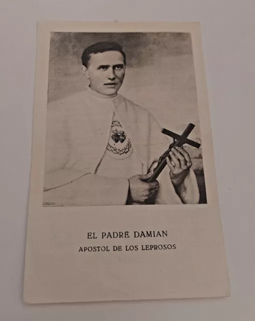 Estampa religiosa antigua Padre Damian holy card