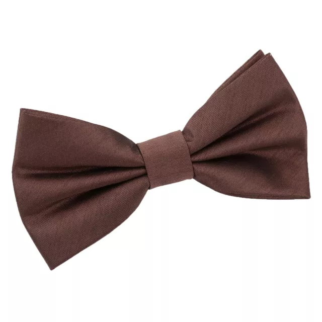 Chocolate Brown Bow Tie Plain Shantung Mens Formal Wedding Pretied Bowtie by DQT