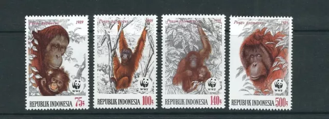 Indonésie 1989 Wwf Endangered Espèces Orang-Outan Complet Ensemble De 4 VF MNH