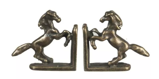 Dolls House Horse Bookends Antique Brass Miniature Bookcase Study Accessory