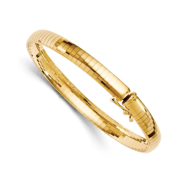 6Mm Domed Omega Chain Bracelet In 14K Yellow Gold - 8 Inch