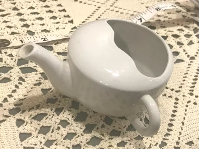 1900 Antique Medical Porcelain Invalid/Infant Feeder Pap Boat Curve Scallop Top