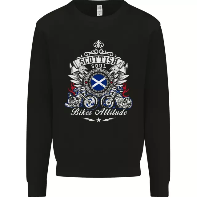 Scottish Soul Biker Attitude Motorcycle Kids Sweatshirt Jumper