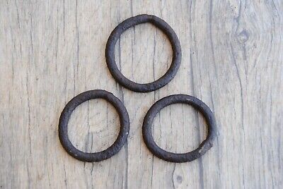 Vtg horse small iron tie hitching ring handforged wagon plow farm garden deco 3p