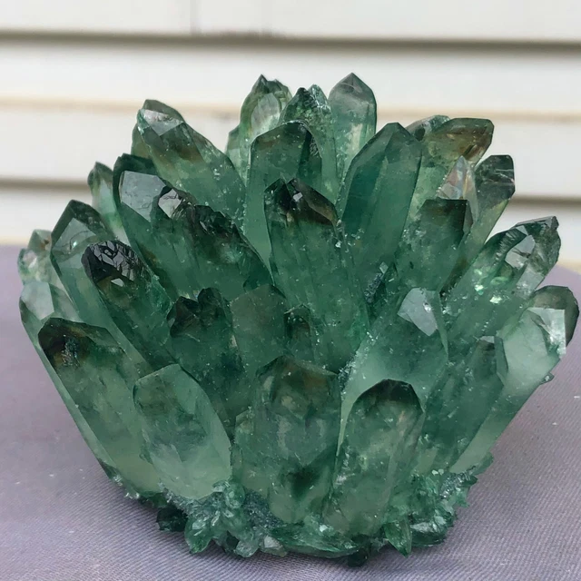 438g  New Find Green Phantom Quartz Crystal Cluster Mineral Specimen Healing 3