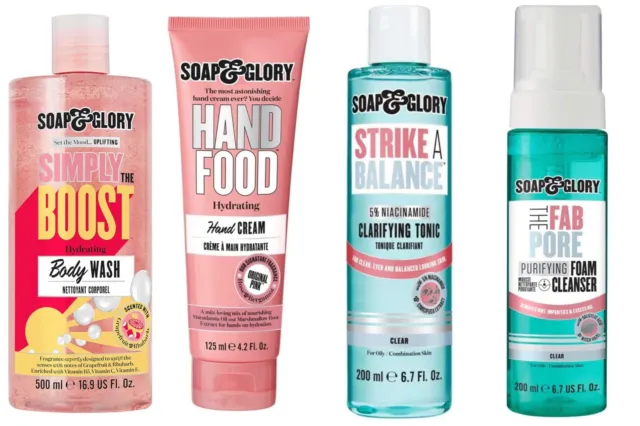 Soap & Glory Strike A Balance Simply Boost Body Wash + Fab Foam Cleanser + Creme