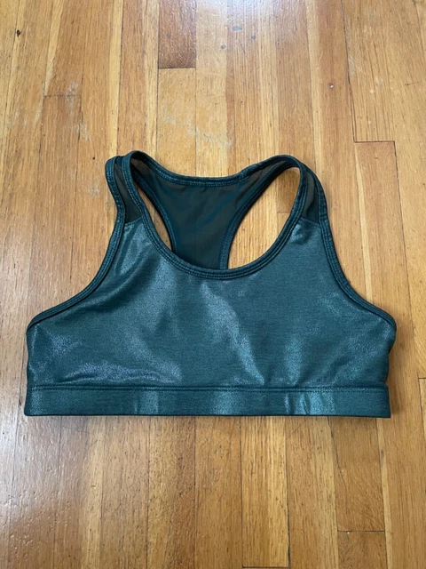 Old Navy green sparkle sports bra, girls L 10-12 yo Unpadded
