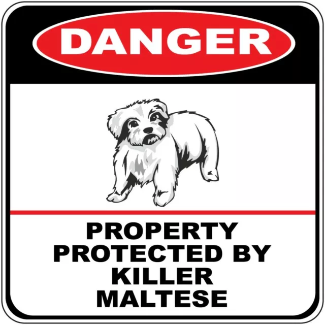 Crossing Sign Danger Property Protected by Killer Maltese Dog Cross Xing Metal