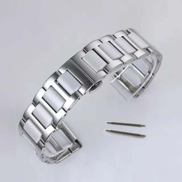 Keramik Edelstahl Glieder Metallarmband Ersatz Uhrband Armband weiß