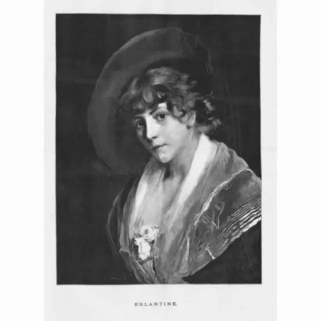 EGLANTINE Victorian Lady - Antique Print 1881