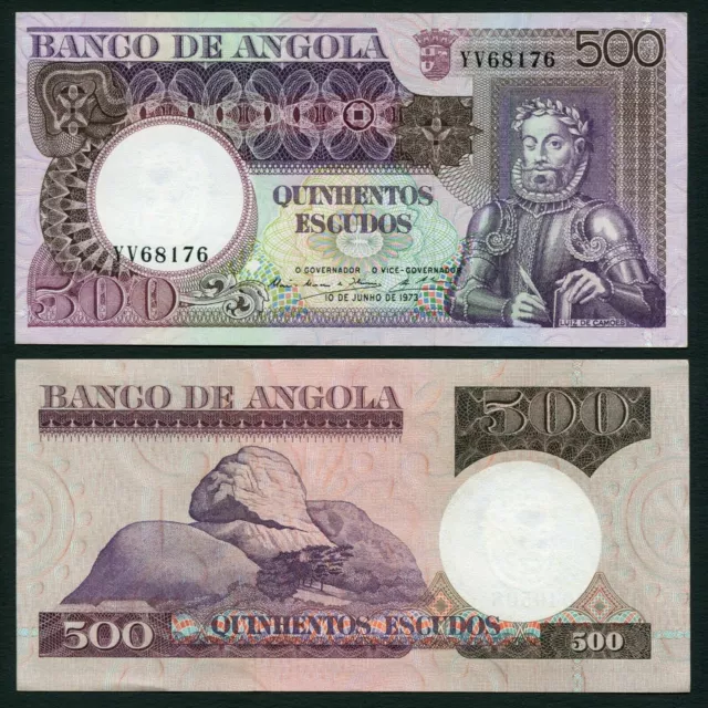 Angola 500 escudos 1973.06.10. Luiz de Camoes & Rock Formation P-107 UNC