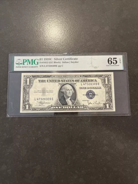 1935C Fr.1612 SILVER CERTIFICATE $1 PMG  65 EPQ LE Block