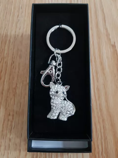 Diamante cat hotsell keyring