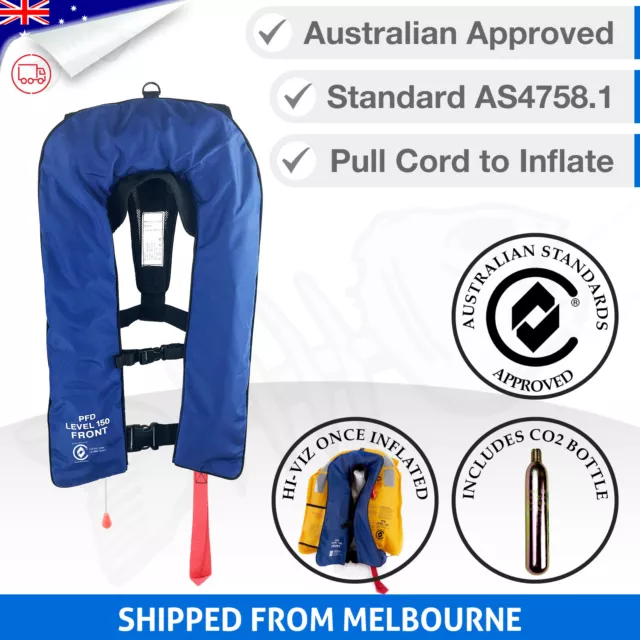 ADULT Inflatable Life Jacket PFD Type 1 Yoke Vest Manual LifeJackets Level 150N