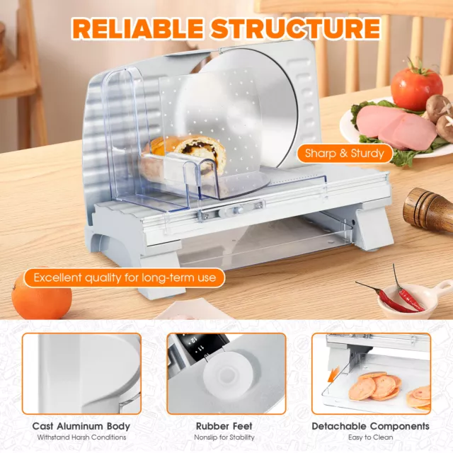 200W Electric Food Slicer Meat Slices Deli Vegetables Fruit Bread Processor 3