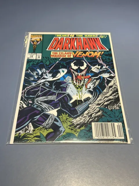 Darkhawk #14 Marvel Comic Book 1992 *HIGH GRADE* HEART OF THE HAWK w/ Venom!