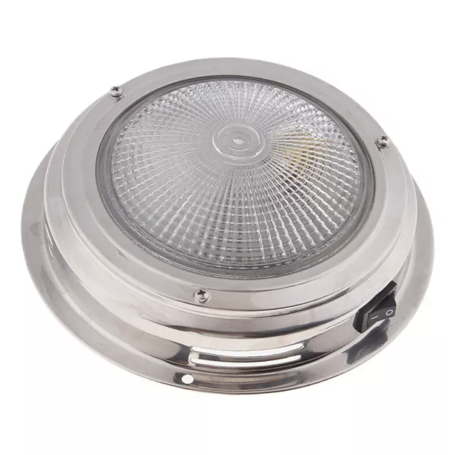 Stainless Steel LED Dome Light Boat Marine RV Cabin Ceiling Lamp 5.5" Use