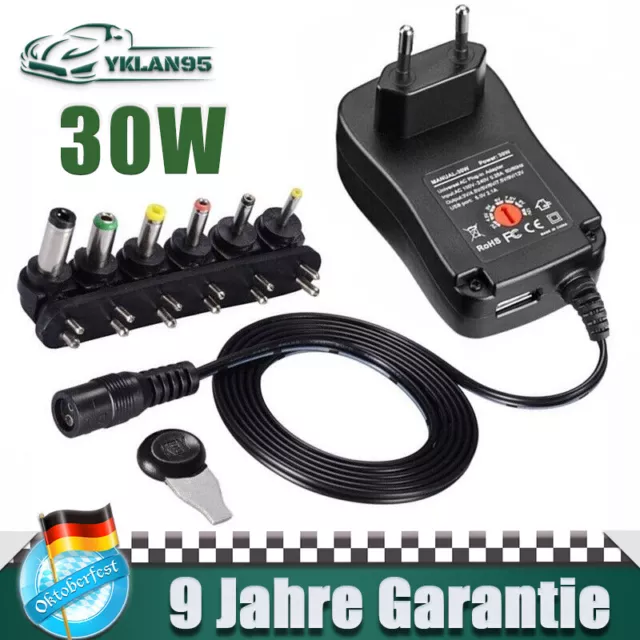 30W Universal Netzteil Adapter 3000mA 3V/4.5V//6V/7.5V/9V/12V Ladegerät Stecker