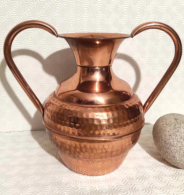 VASE / AIGUIÈRE en cuivre gravée VILLEDIEU avec poignée - Modèle déposé
