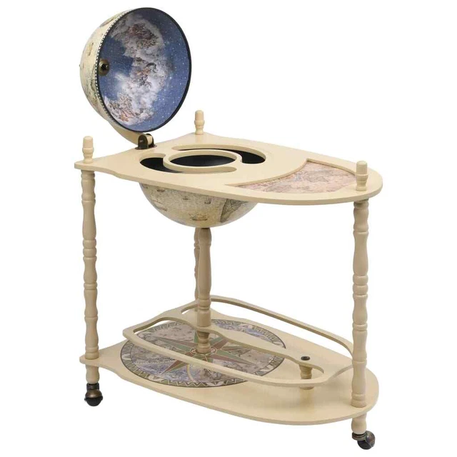 Freestanding Globe Bar Wind Stand Eucalyptus Wood Green