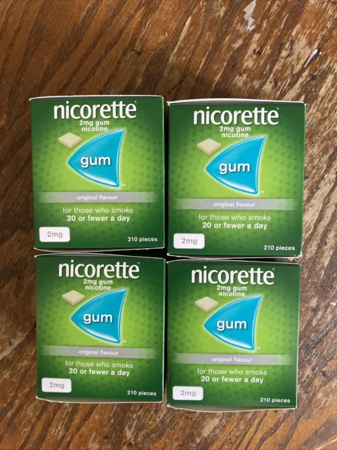 Nicorette Gum Original  2mg. 4 x 210 Boxes 840 Total. Long Expiry Dates