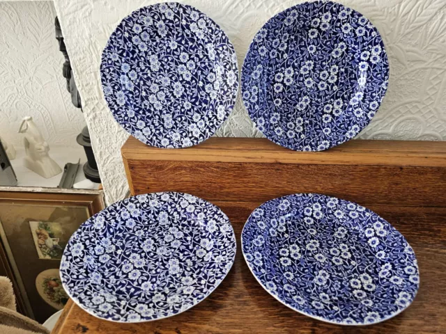 Burleigh Ware Calico Blue Chintz 21Cm Plates X 4.