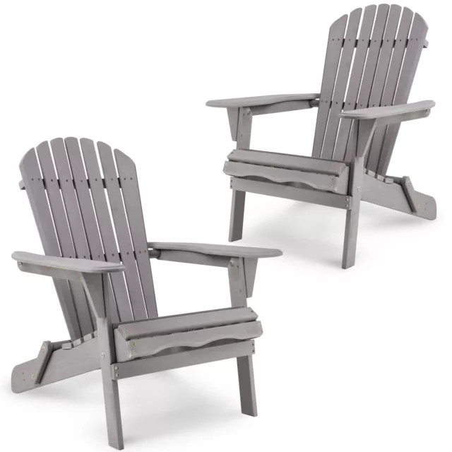 Set of 2 Folding Adirondack Chair Patio Outdoor Poly Seat Lounge Garden Deck