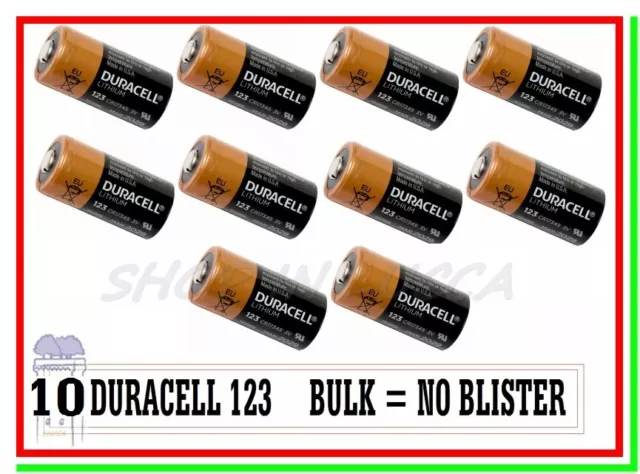 10 DURACELL 123 Litio CR17345 Batterie Pile Softair Drone Allarme Sensore "BULK"