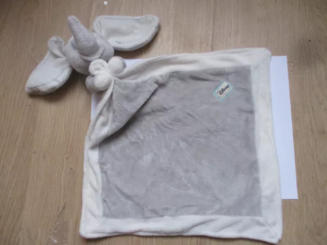 Doudou plat carré éléphant dumbo Nicotoy simba disney gris écru beige