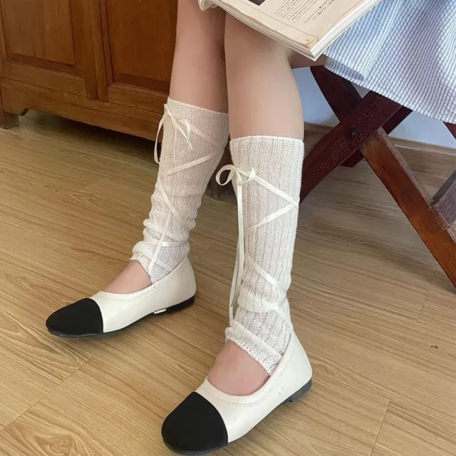Mid-rise Bow Leg Warmers Ribbon Harajuku Style Outfit Jk Feet Covers  Woman