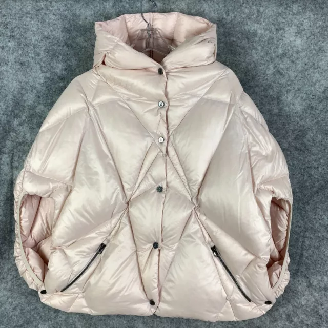 Spyder Down Poncho Puffer Jacket Vest Women's Large L Coy Pink Hooded Pave Snap