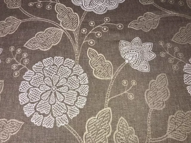 BEIGE EMBROIDERED CURTAIN FABRIC 2.50m Voyage SYLVIE BISCUIT