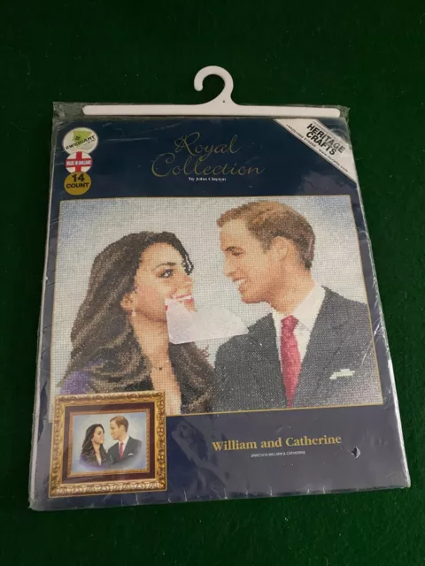 William And Catherine 14 Count Cross Stitch Kit Royal Collection Heritage Crafts