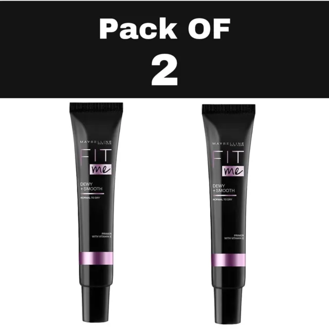 2 X Maybelline New York Fit Me Dewy&Smooth Primer Longue durée jusqu'à 12...