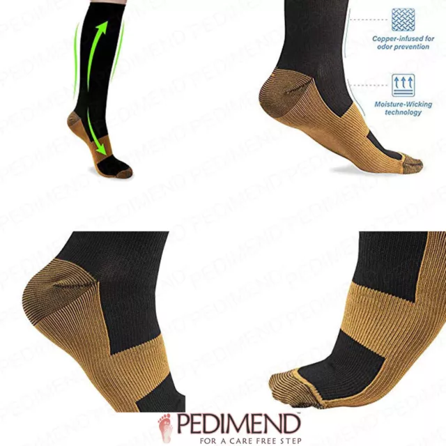 PEDIMEND Knee Length Reduce Fatigue Energize Leg Pain Compression Sock (1Pair)