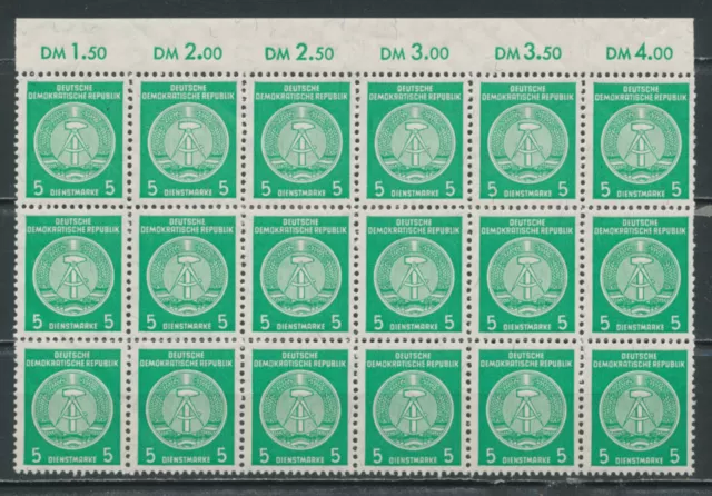 DDR 1957 Mi. D 34 A im 18er Bogenteil - Oberrand OR Viererblock  postfrisch **