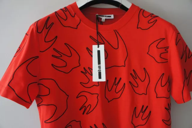 MCQ by Alexander McQueen Men's Embroidered Big Swallows Red T-shirt (BNWT)