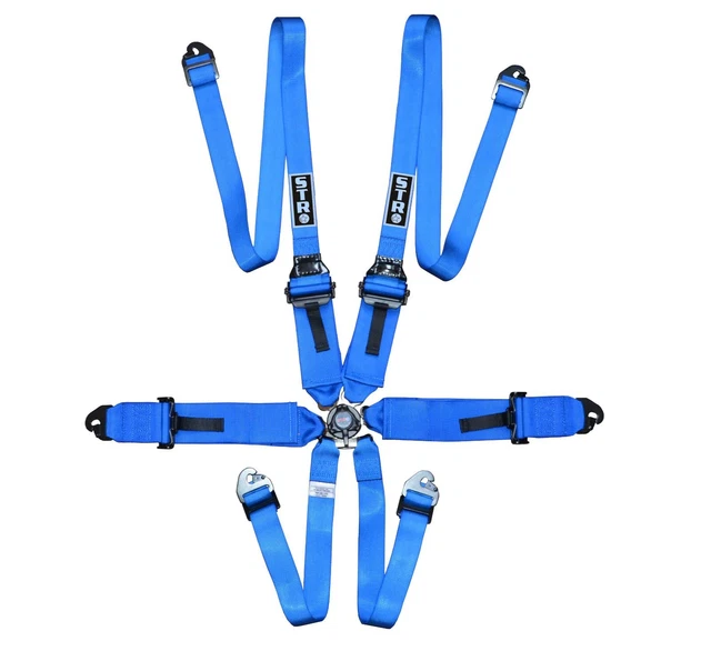 6-Point 3" to 2" FHR HANS Race Harness Seat Racing Belt FIA 2028 - STR Blue NEW