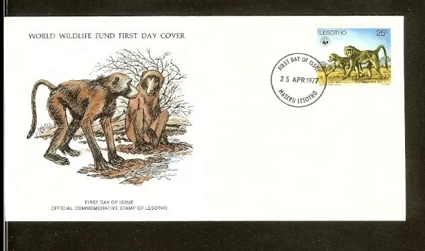 [BH120] - 1977 - Lesotho FDC - Fauna & Animals - Mammals - Monkeys